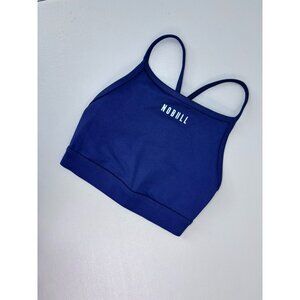 Nobull women's‎ XS blue matte high-neck sports bra low impact athletic gym